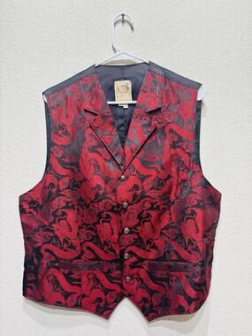 Wah Maker Western Vest Large Chinese Dragons Vintage Tapestry
